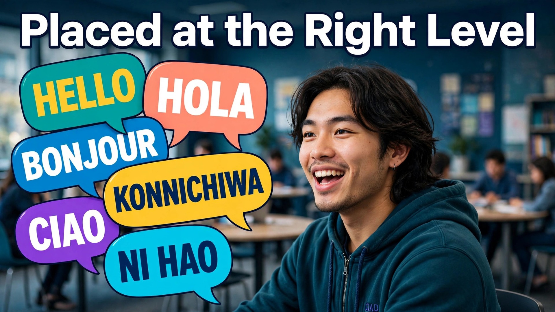 use AI for language school class scheduling thumbnail: Language school class scheduling thumbnail comparing mixed level and level matched classrooms