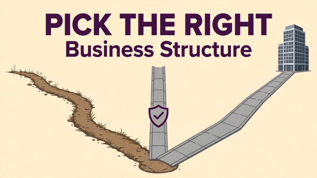 A decision visual for how to choose a business structure small business owners