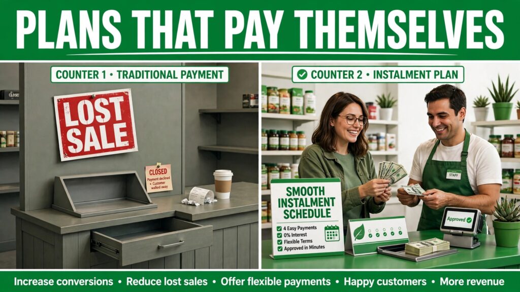 How to offer payment plans small business thumbnail comparing a lost sale with a smooth instalment plan