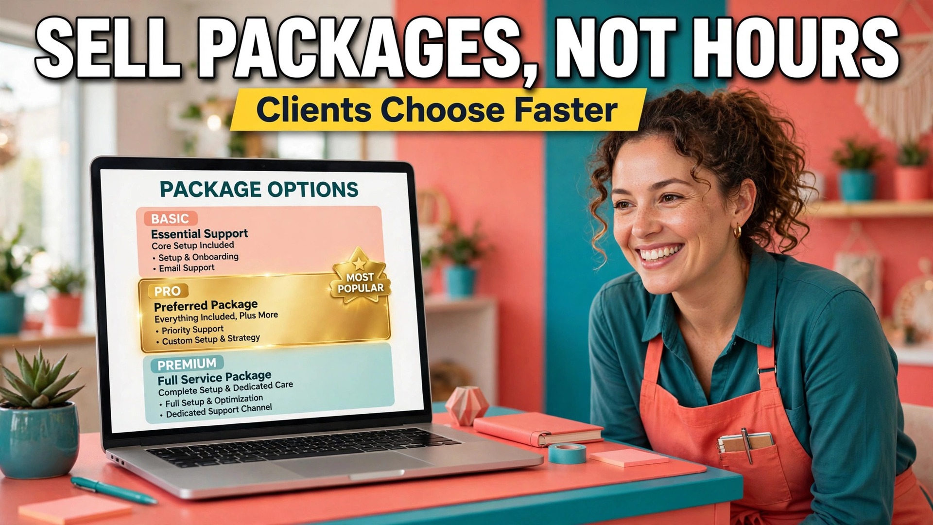 Package menu mockup for how to package services small business