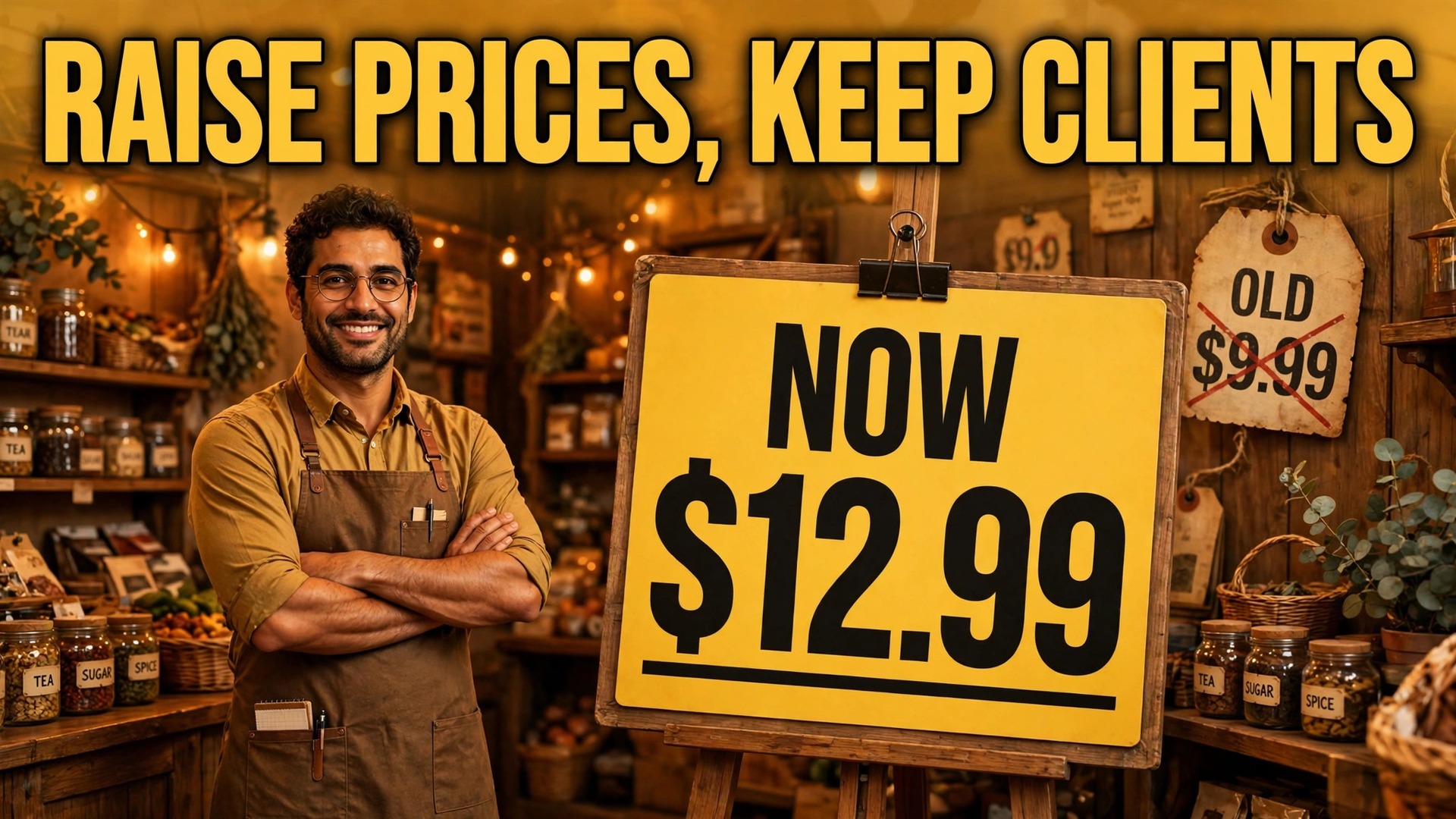 How to raise prices without losing clients small business thumbnail comparing an old price tag with a new price tag