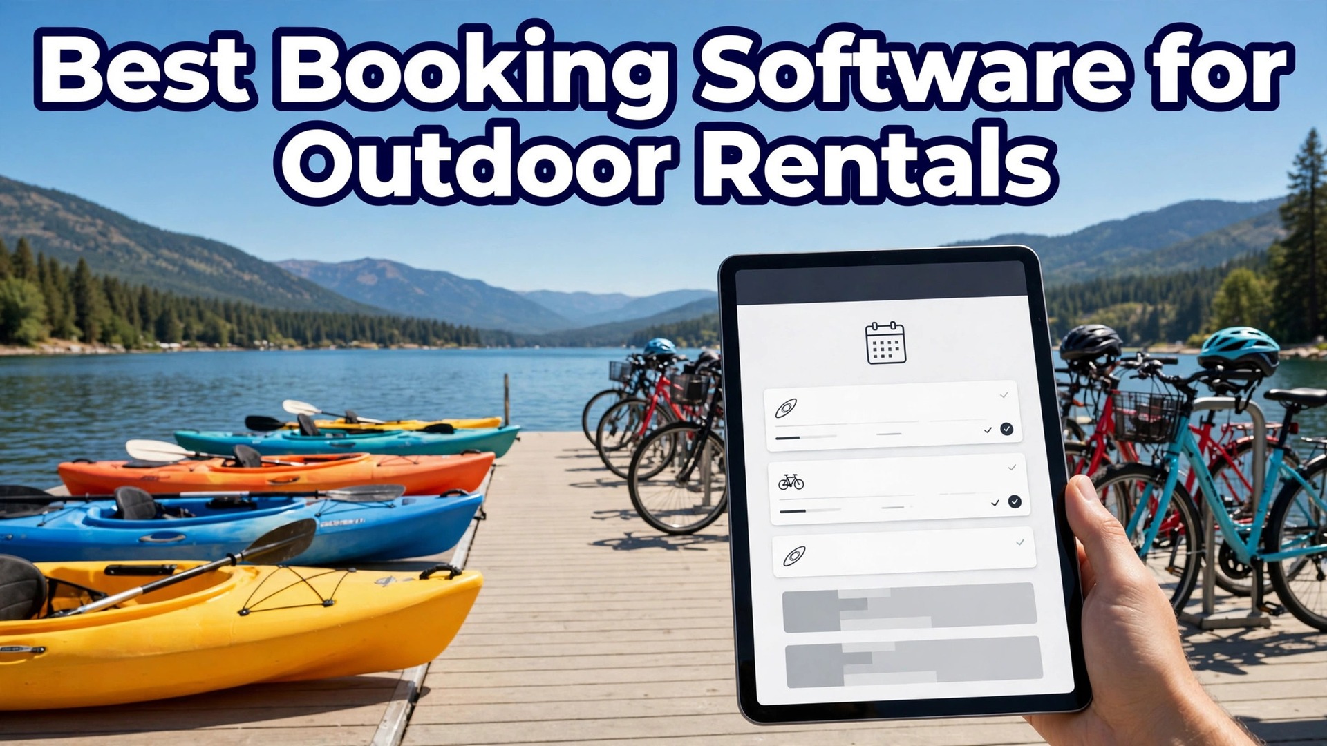Best booking software for outdoor rental businesses guide thumbnail with kayaks and bikes
