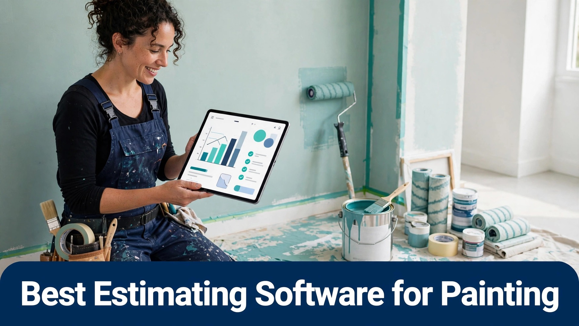 Best estimating software for painting contractors guide thumbnail with a painter and tablet