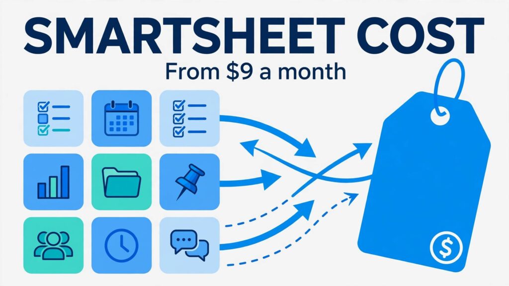 cost of Smartsheet for small business monthly thumbnail: project grid turning into a clear monthly price