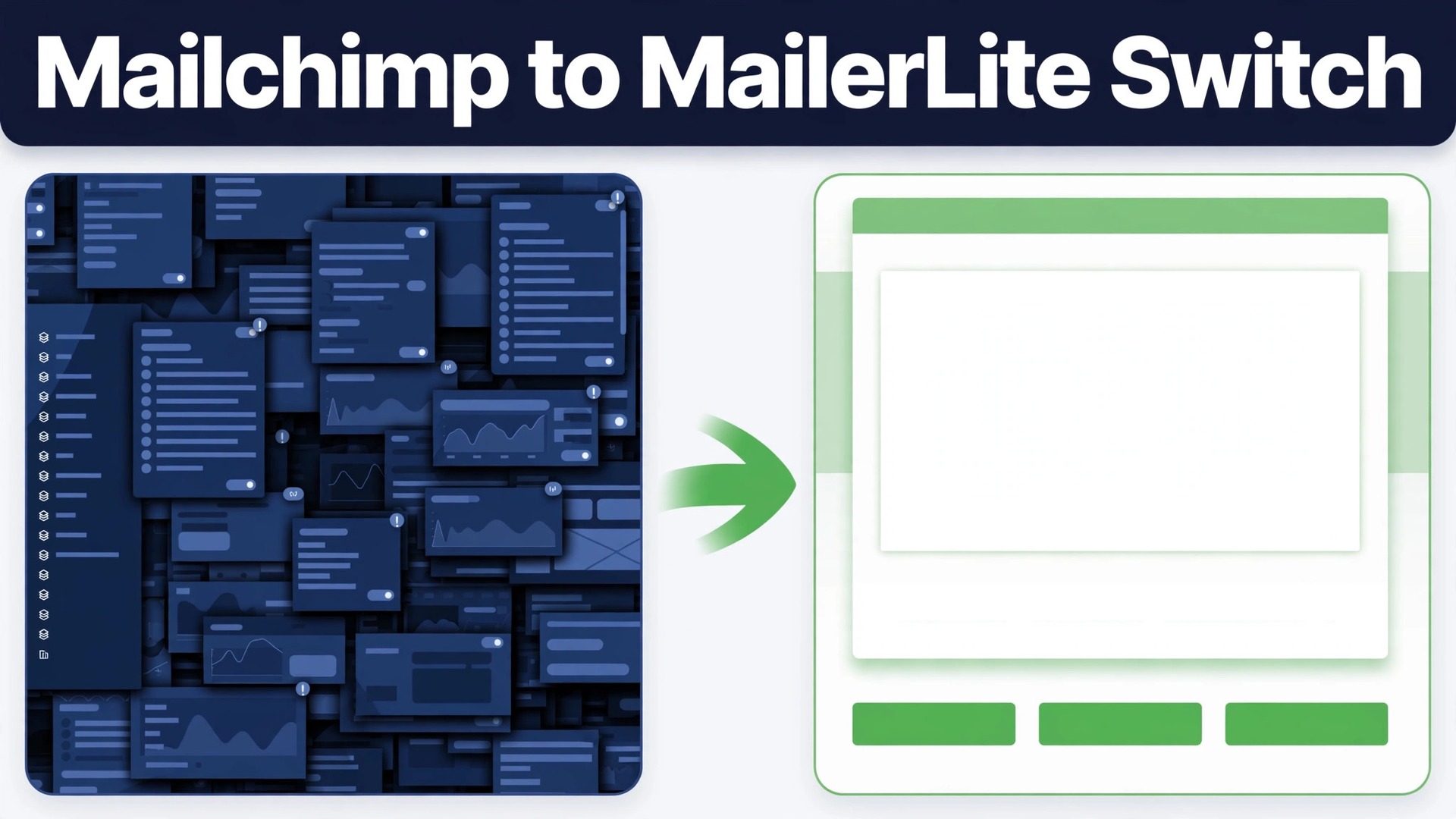 switch Mailchimp to MailerLite small business thumbnail: two email dashboards compared in one frame