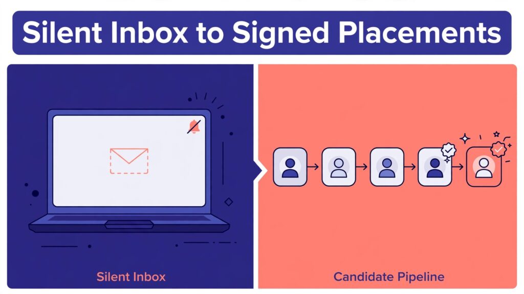 use AI for recruitment agency candidate follow-up thumbnail: Silent inbox versus organised pipeline for recruitment follow up