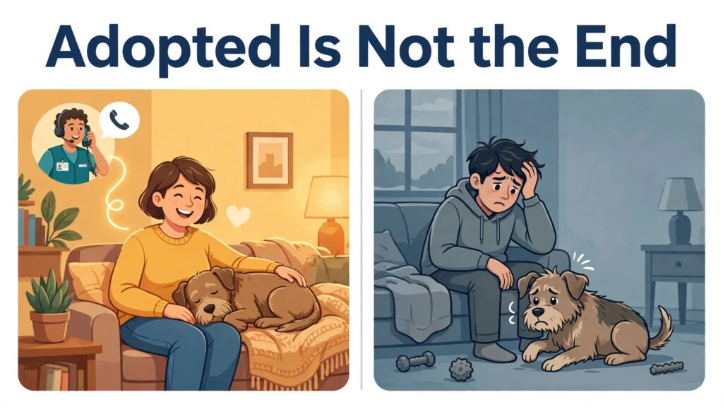 use AI for animal shelter adoption follow-up thumbnail: shelter comparing supported adoption with unsupported adoption outcomes
