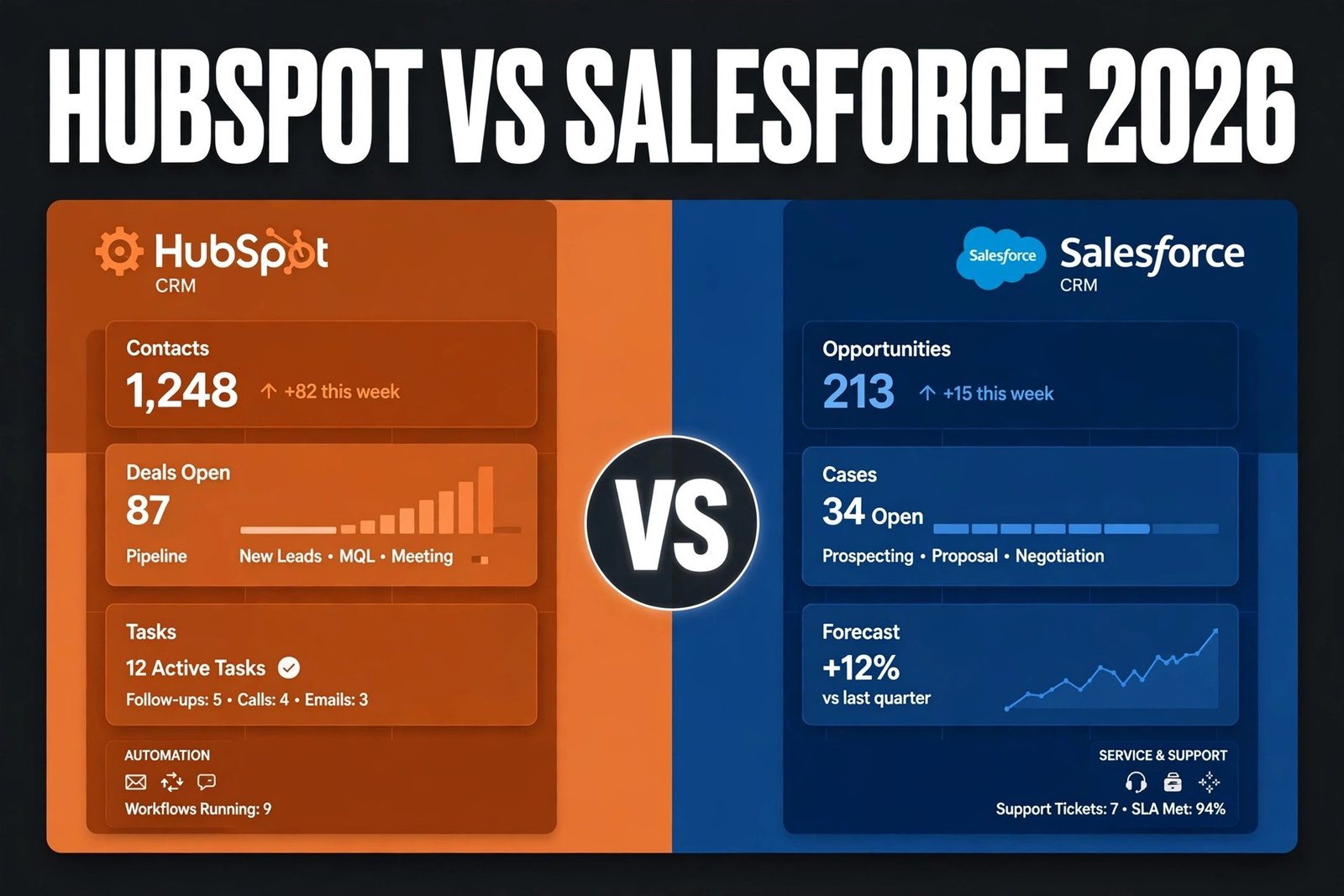 HubSpot vs Salesforce in 2026, head to head CRM comparison