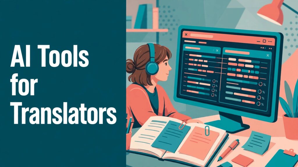 AI tools for translators small business thumbnail: AI tools for translators thumbnail showing translation memory work