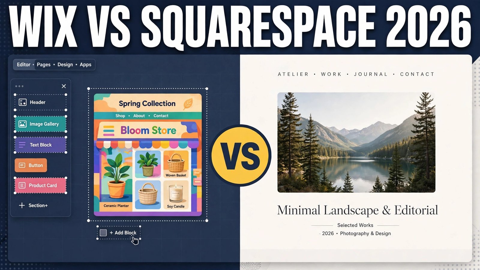 Wix vs Squarespace in 2026, head to head comparison of website builders
