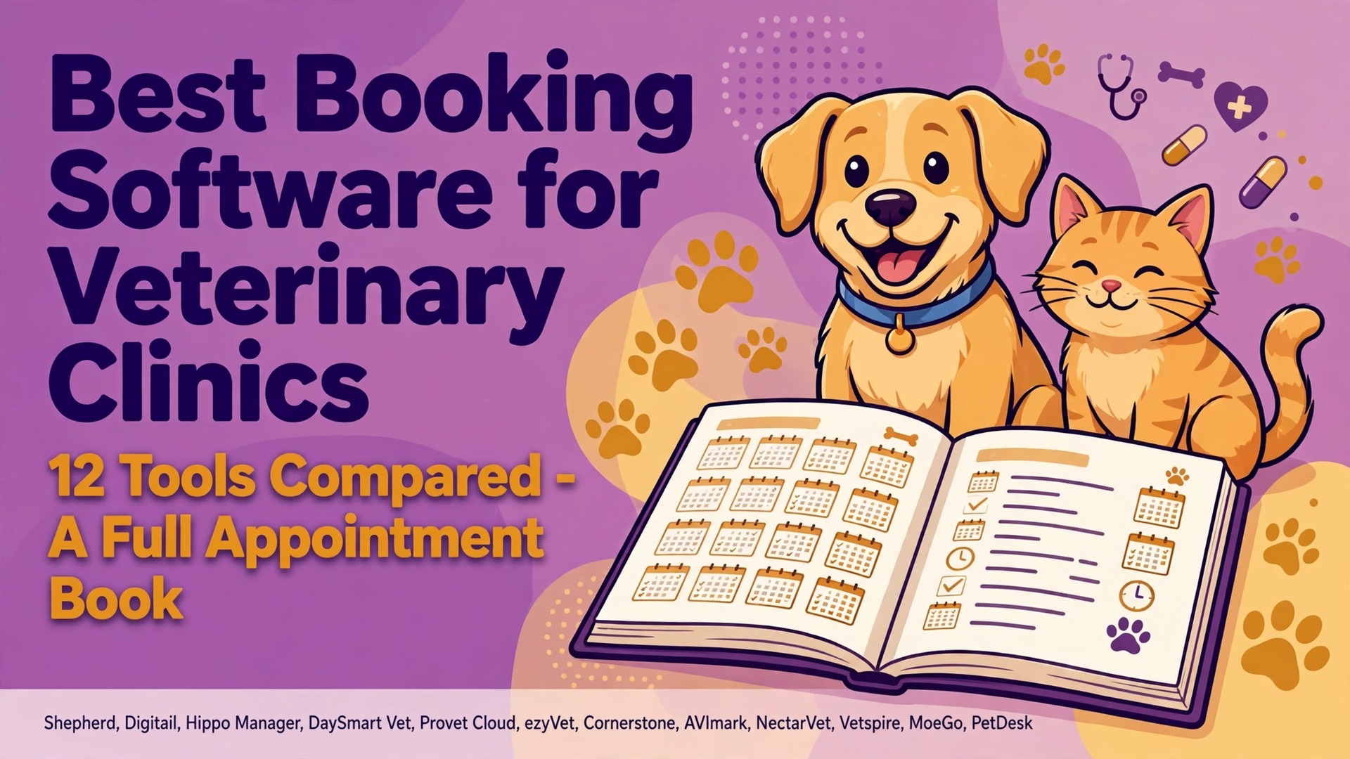 Best booking software for veterinary clinics thumbnail showing twelve tools compared
