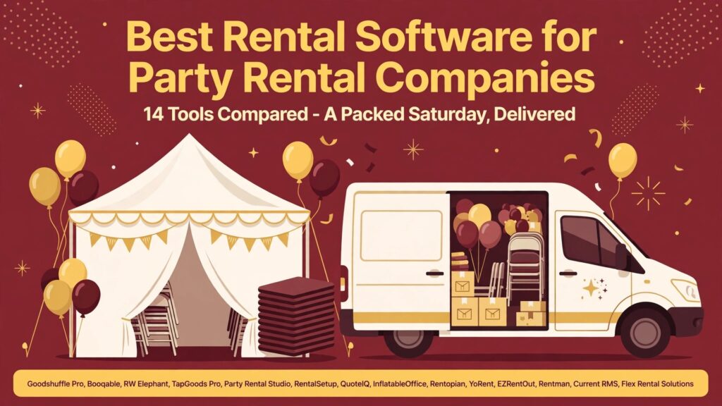 Best rental software for party rental companies thumbnail showing fourteen tools compared
