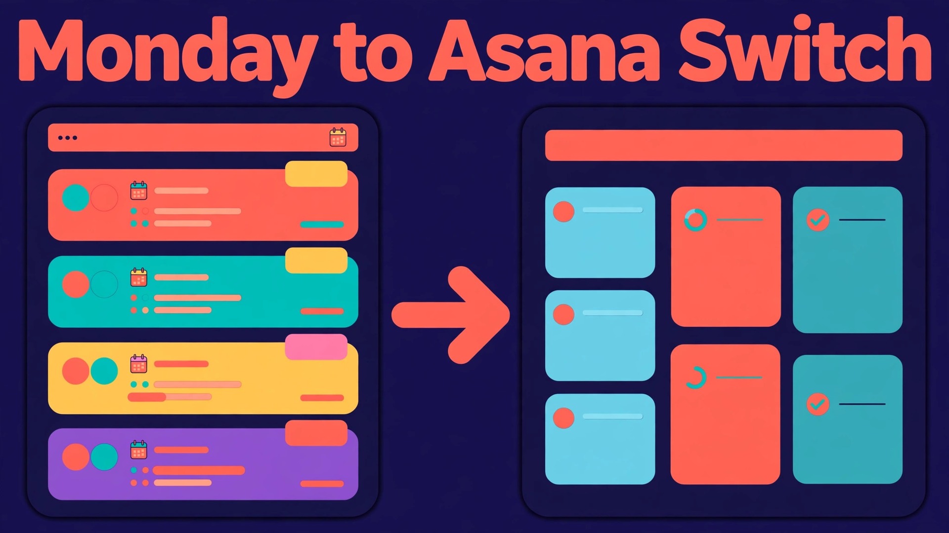 switch Monday to Asana small team thumbnail: Monday board compared with Asana project for a small team switch