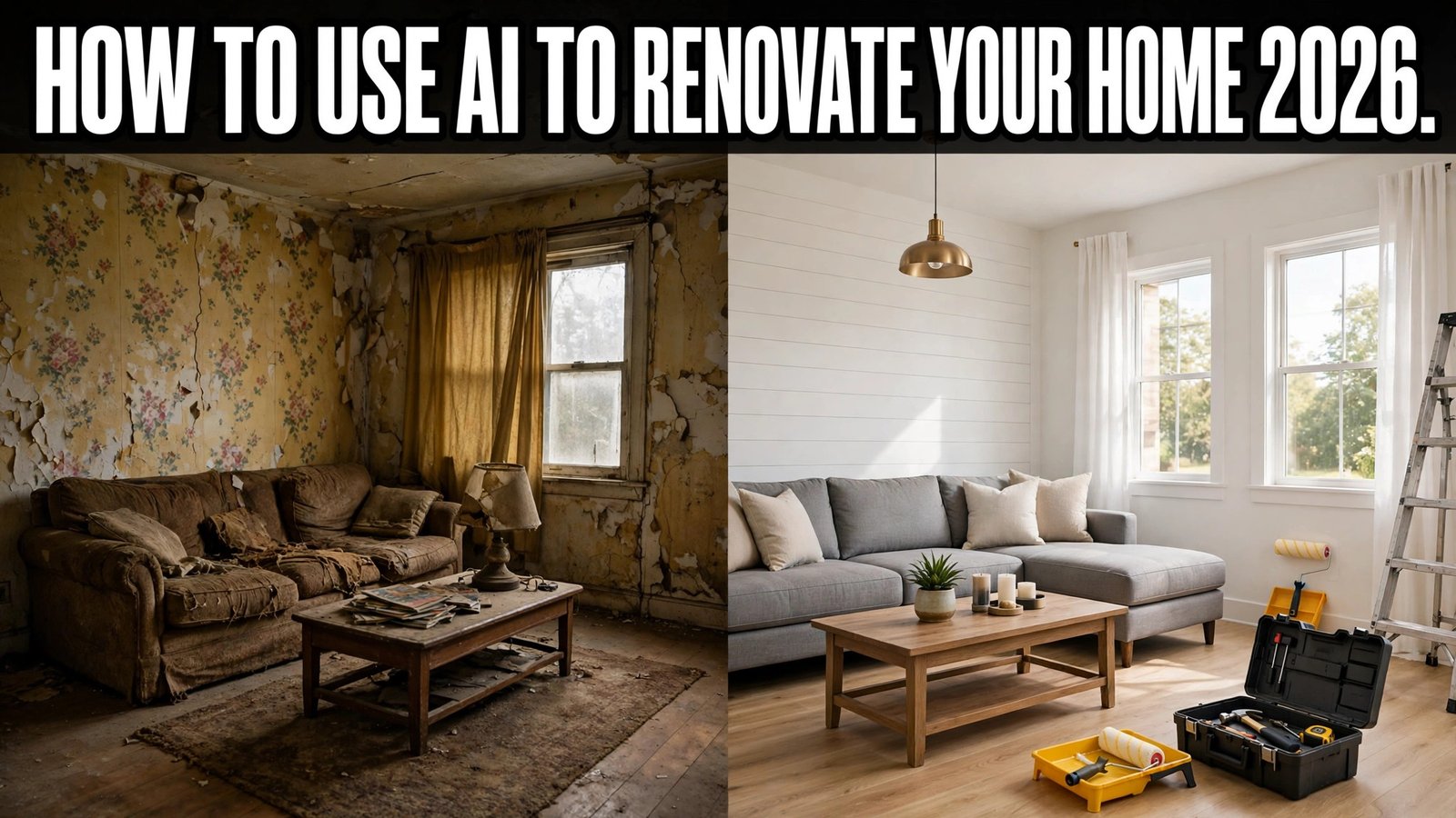 How to use AI to renovate your home in 2026, before and after room design