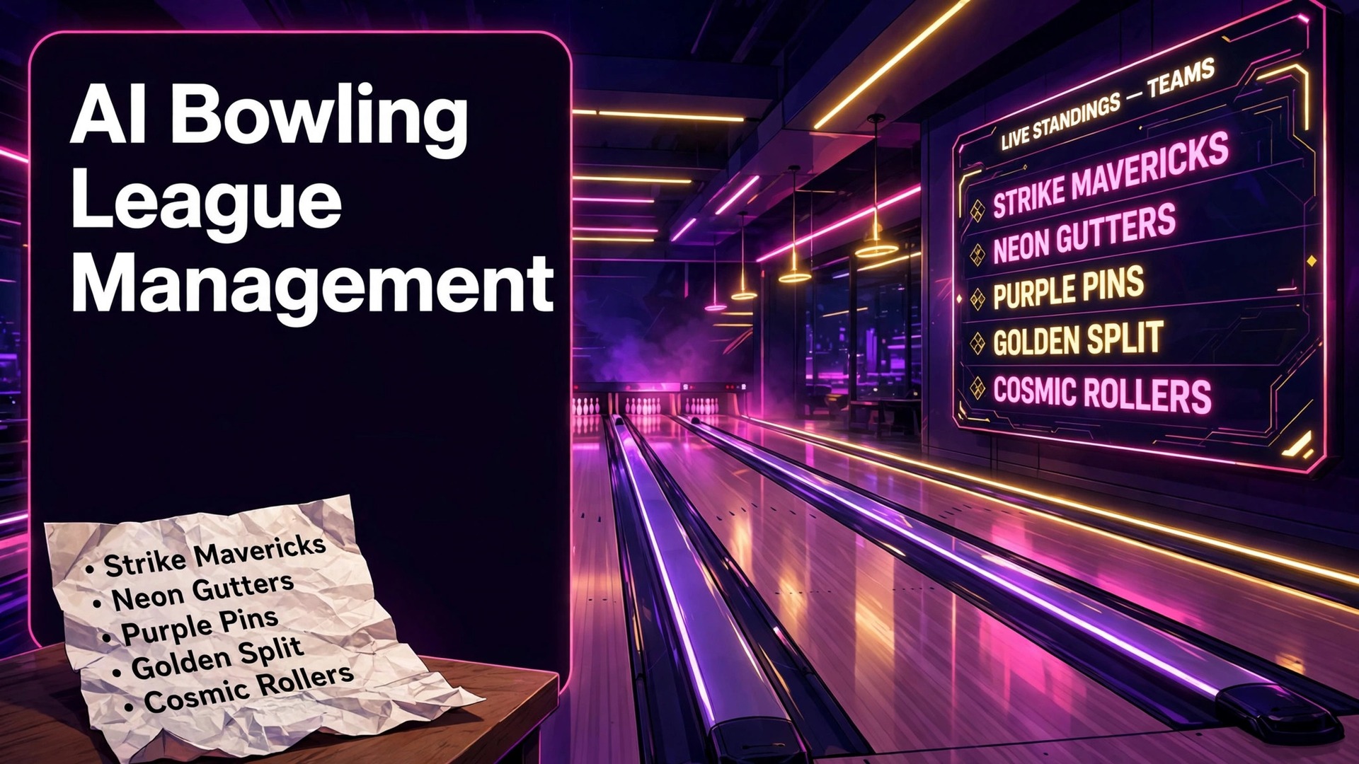 use AI for bowling alley league management thumbnail: Comparison of paper and digital league standings