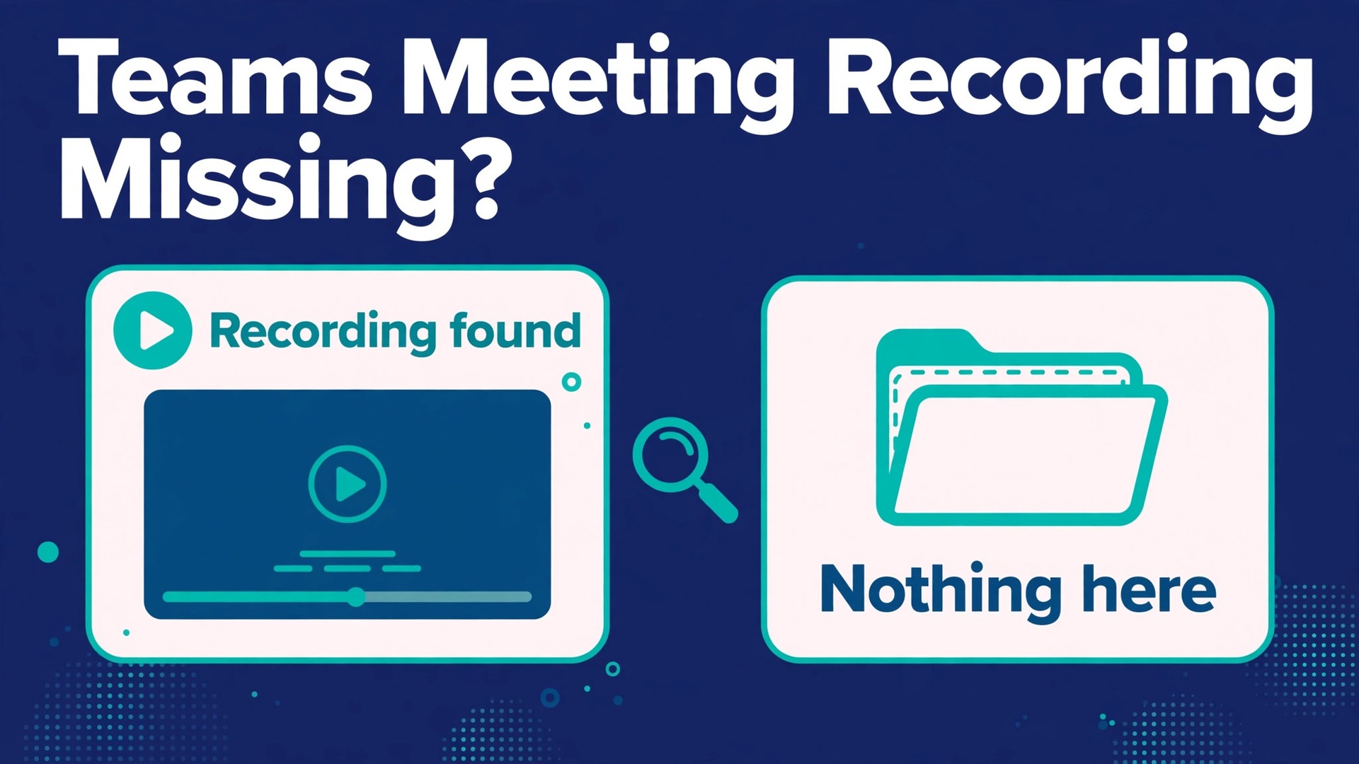 fix Microsoft Teams meeting recording missing small team thumbnail: Comparison of finding a Teams recording and searching empty folders