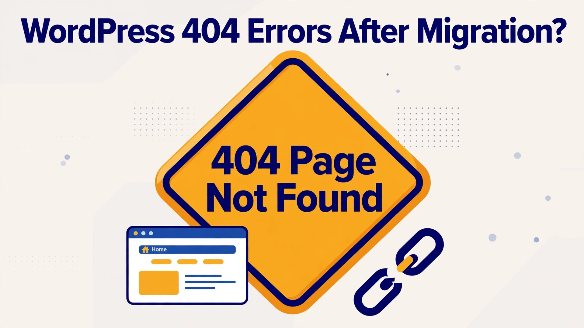 fix WordPress 404 errors after migration small business thumbnail: Comparison of a working homepage and a 404 page after migration