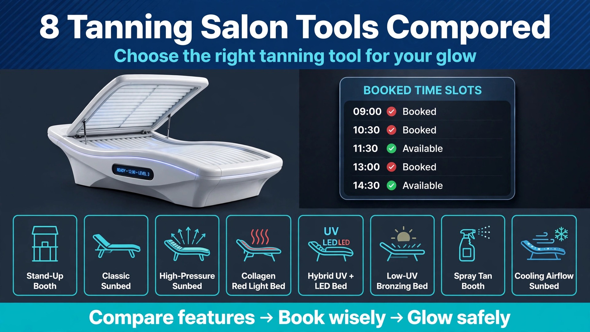 best booking software for tanning salons thumbnail: tanning salon booking tools thumbnail with sunbed