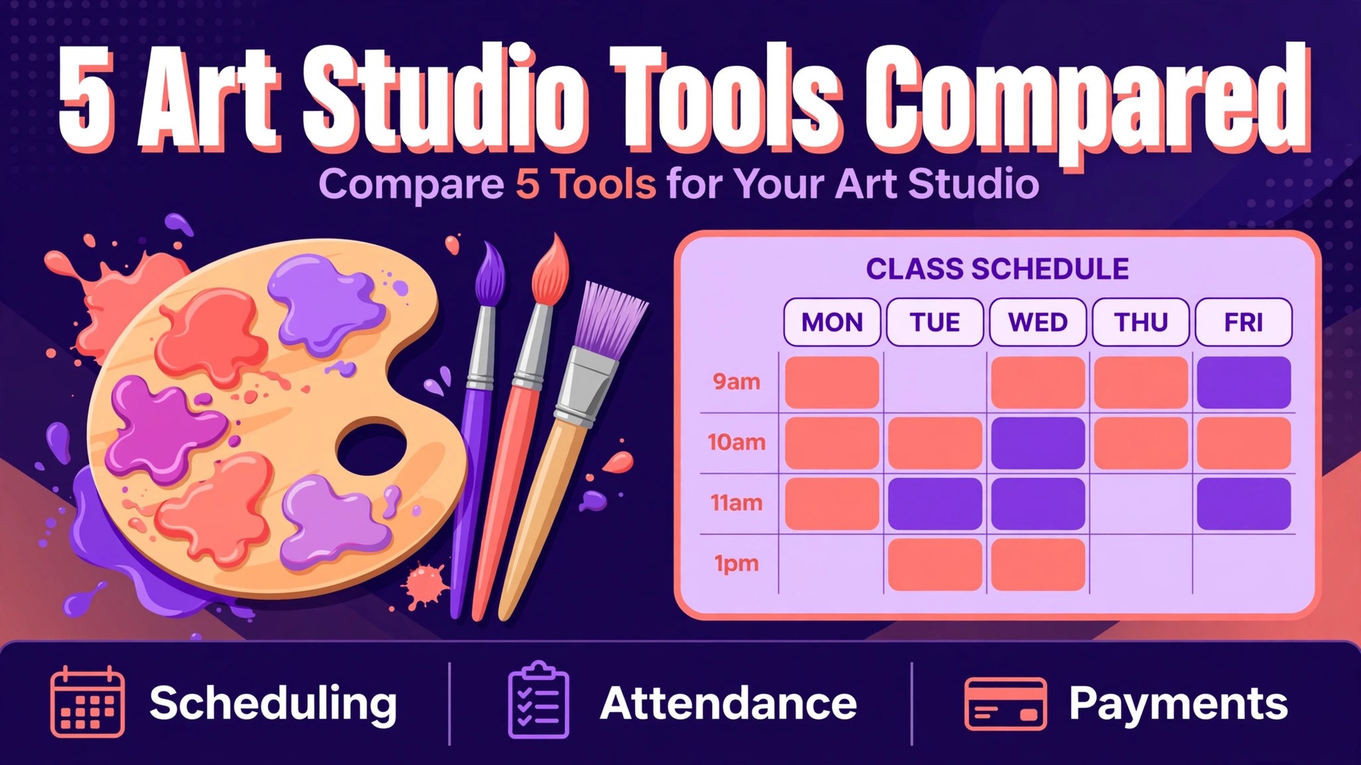 best class management software for art studios thumbnail: art studio class tools thumbnail with paint palette