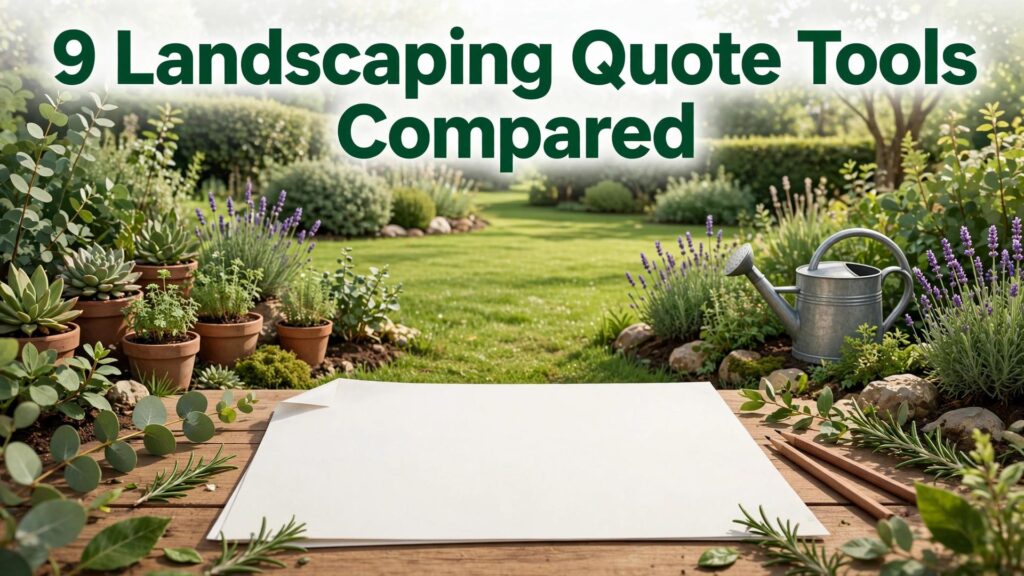 best quote software for landscaping companies thumbnail: landscaping quote tools thumbnail with garden and quote