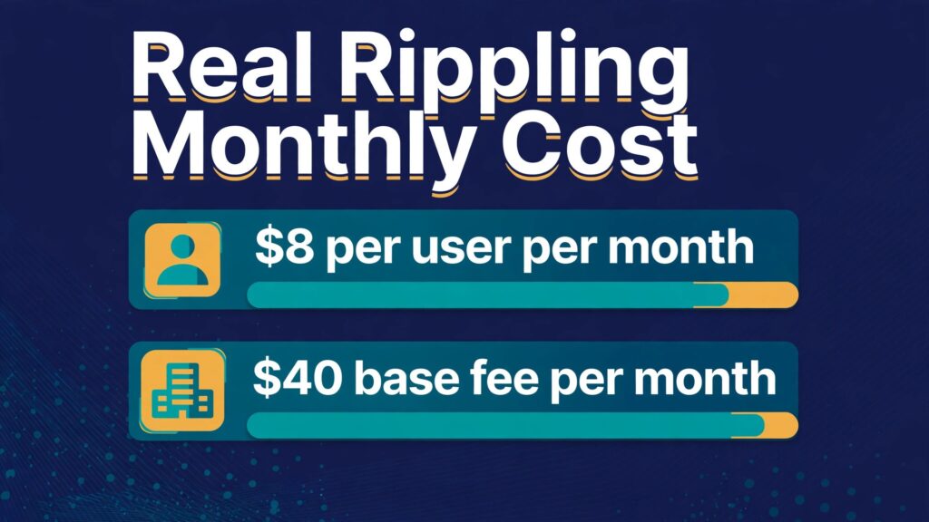 cost of Rippling for small business monthly thumbnail: Rippling monthly cost thumbnail with per employee price bars