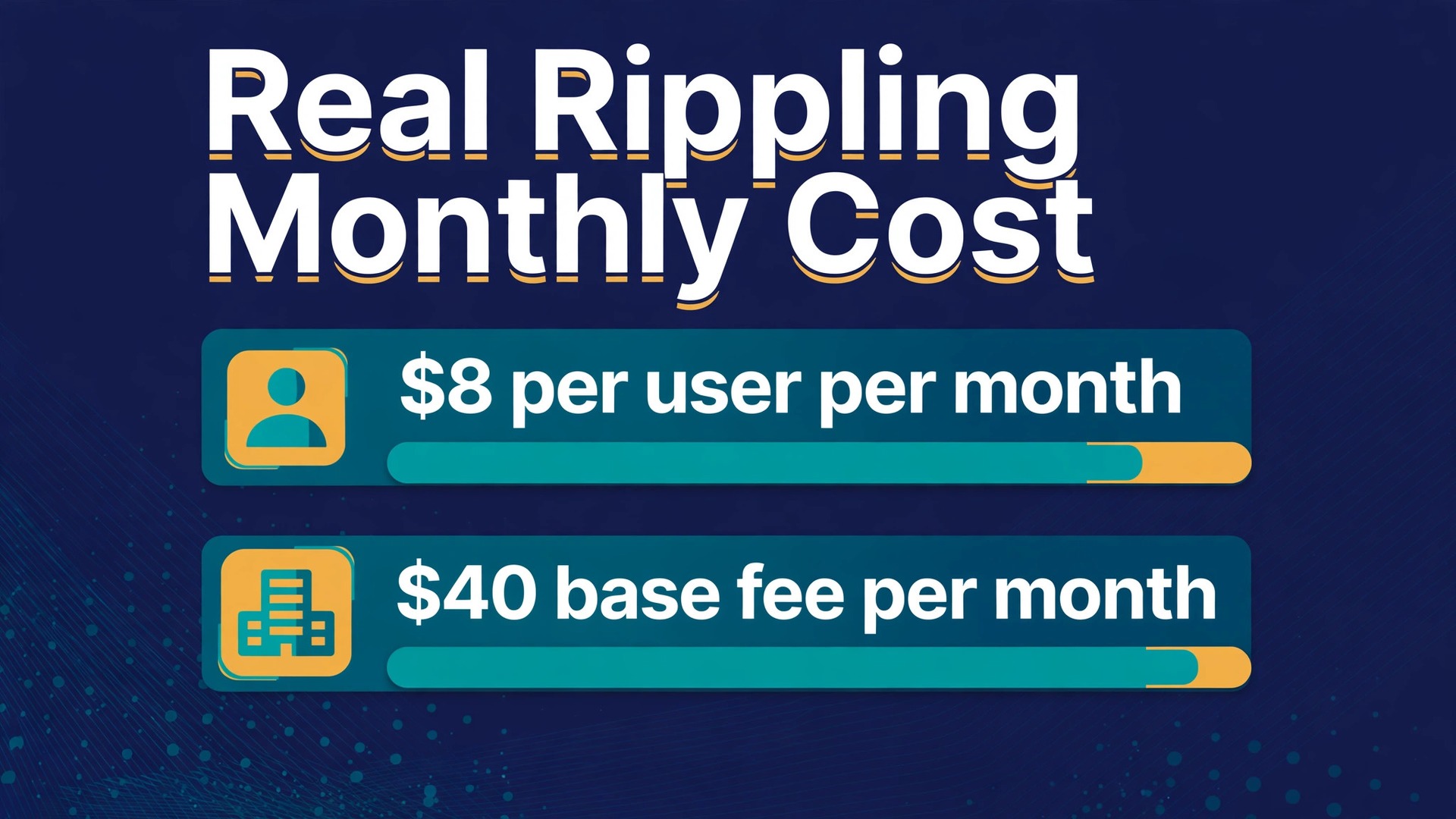 cost of Rippling for small business monthly thumbnail: Rippling monthly cost thumbnail with per employee price bars