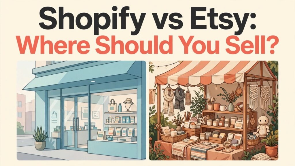 Shopify vs Etsy comparison thumbnail for 2026