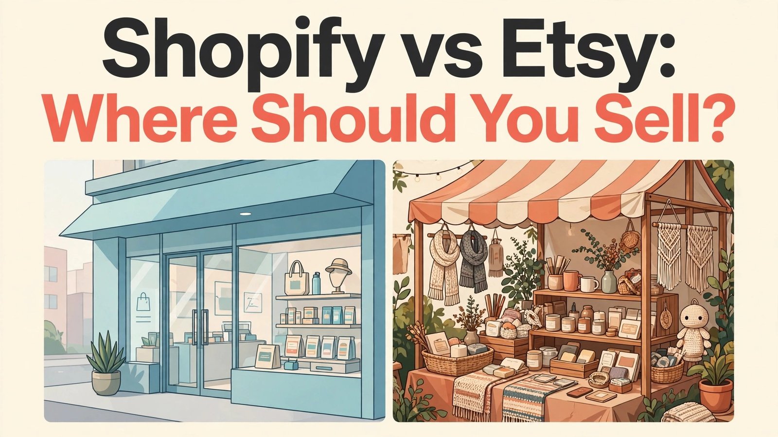 Shopify vs Etsy comparison thumbnail for 2026