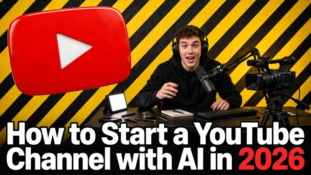 How to start a YouTube channel with AI in 2026 thumbnail