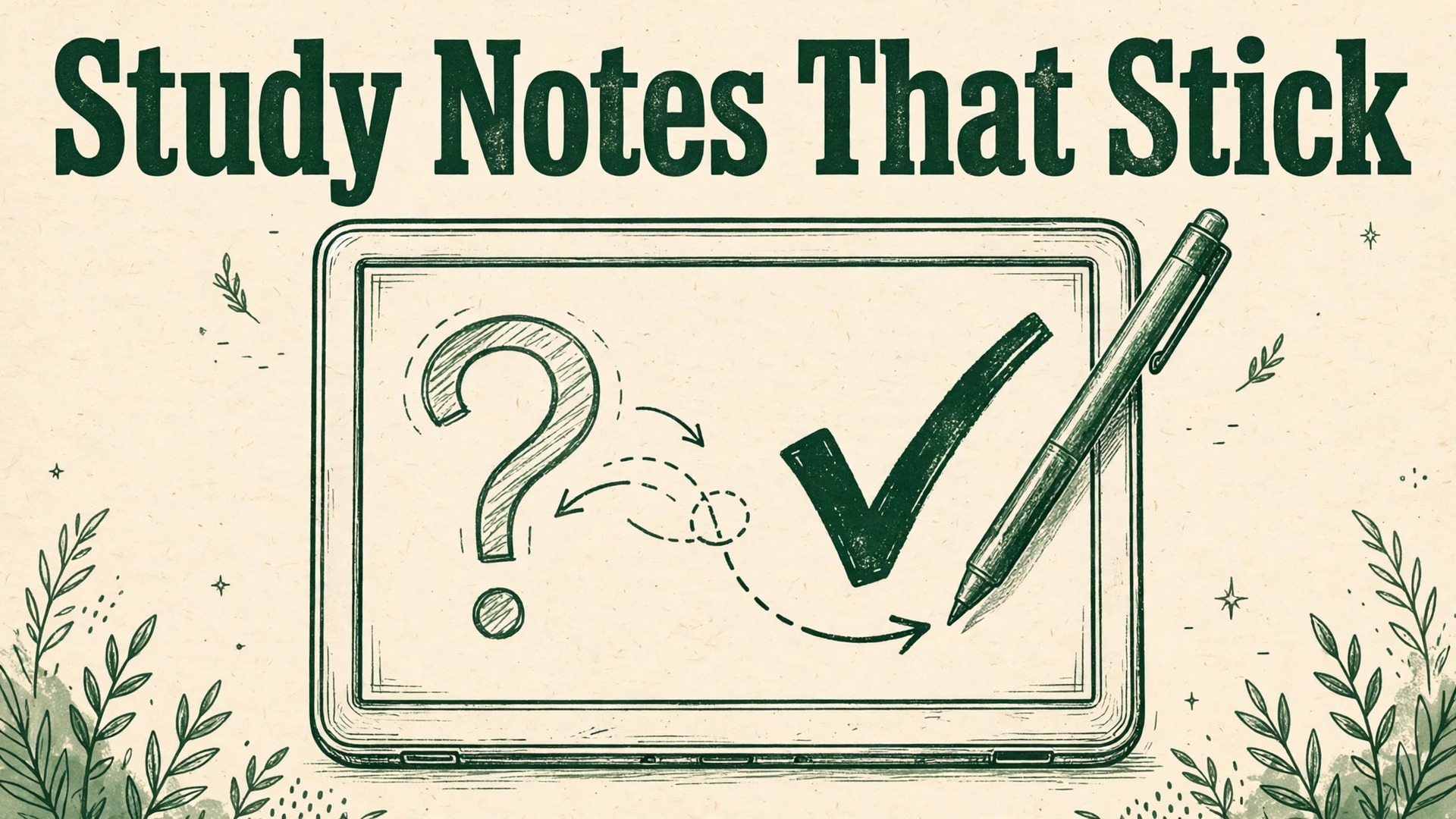 Use Kindle Scribe for study notes thumbnail with question mark turning into a check mark on a tablet