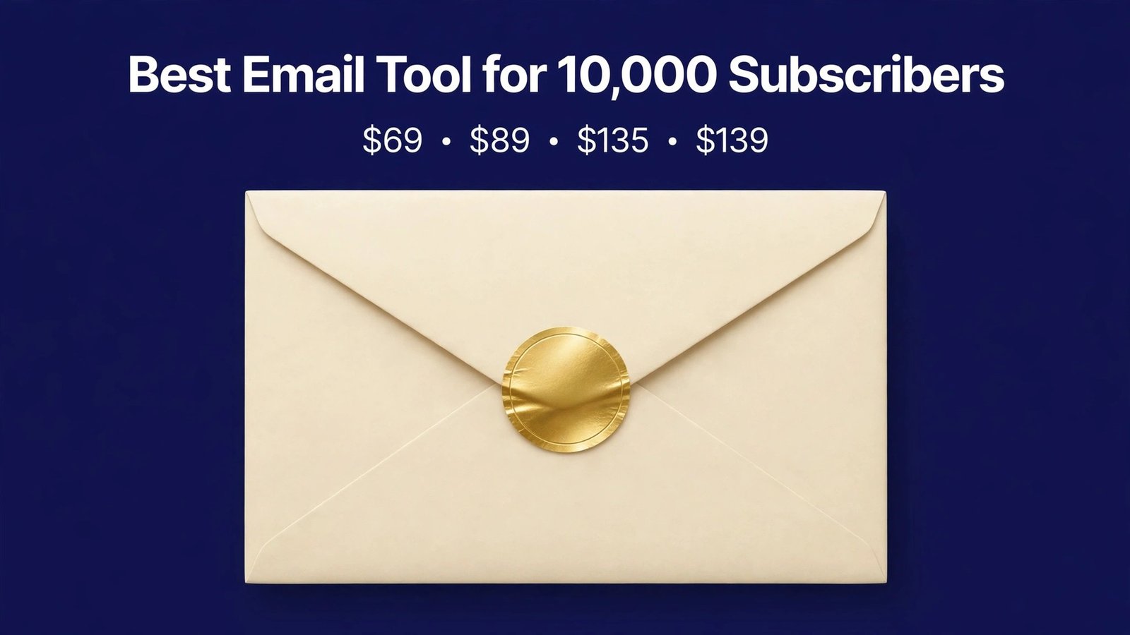 Best email tool for 10000 subscribers thumbnail with envelope and tier prices