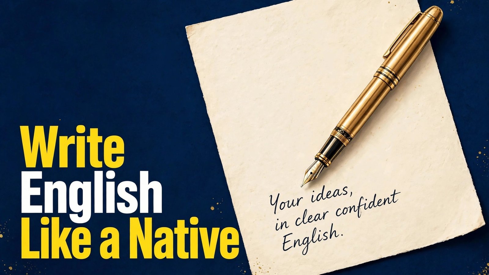 Best AI writing tool for non-native English thumbnail with fountain pen writing a clean English sentence