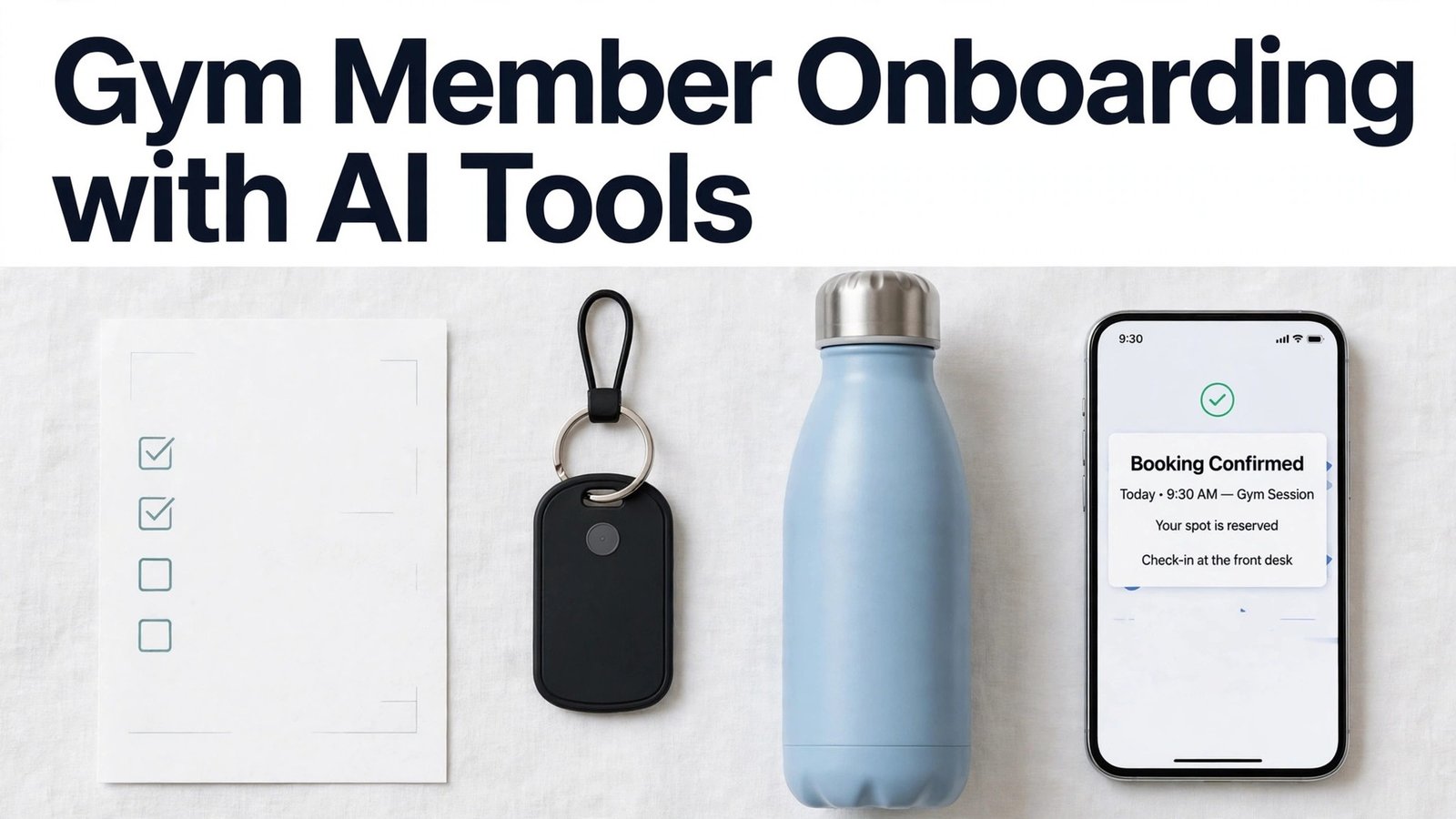 Use AI for gym member onboarding thumbnail with welcome kit and booking phone