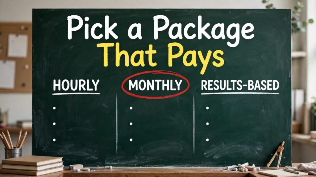 Tutoring business pricing packages thumbnail with three pricing tiers on a chalkboard