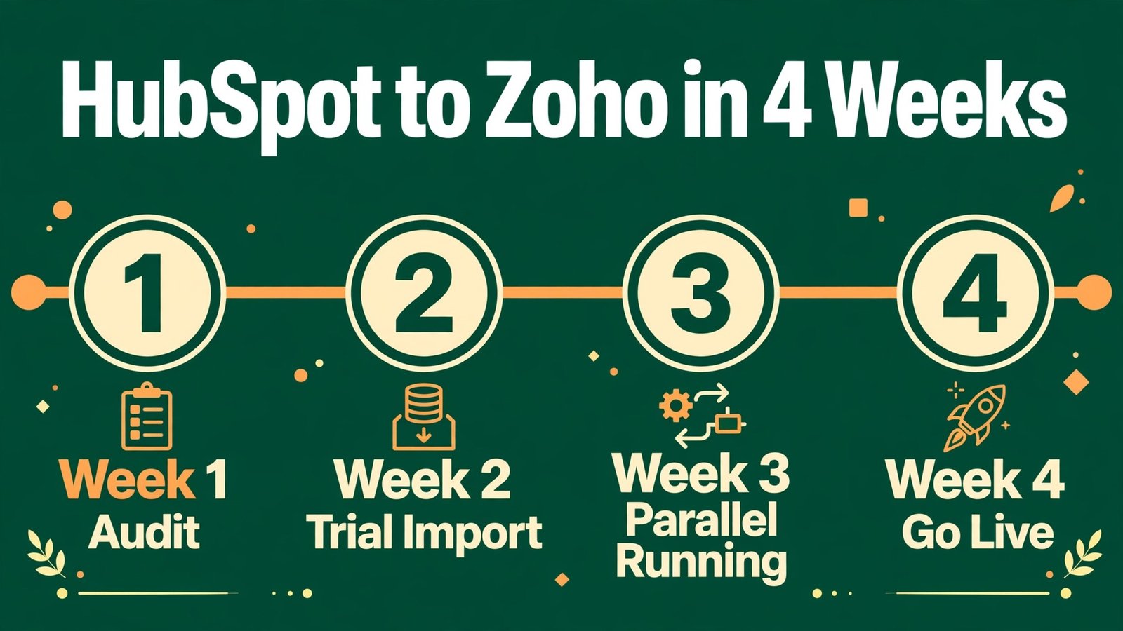Switch HubSpot to Zoho CRM thumbnail with four week cutover timeline