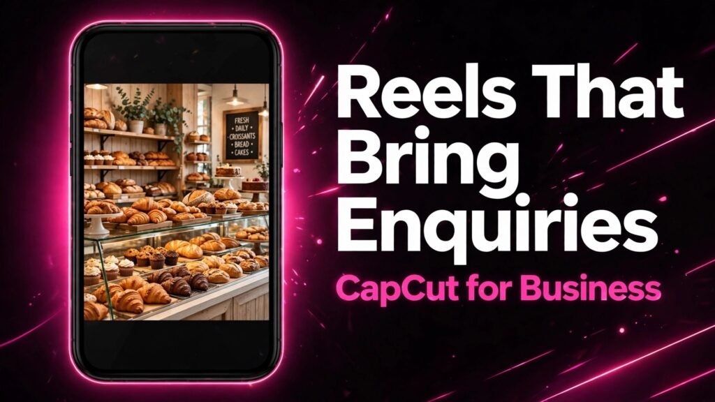 Use CapCut for Instagram Reels business thumbnail with a phone showing a business Reel