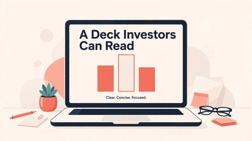 Use Figma for pitch deck design thumbnail with a clean readable slide on a laptop