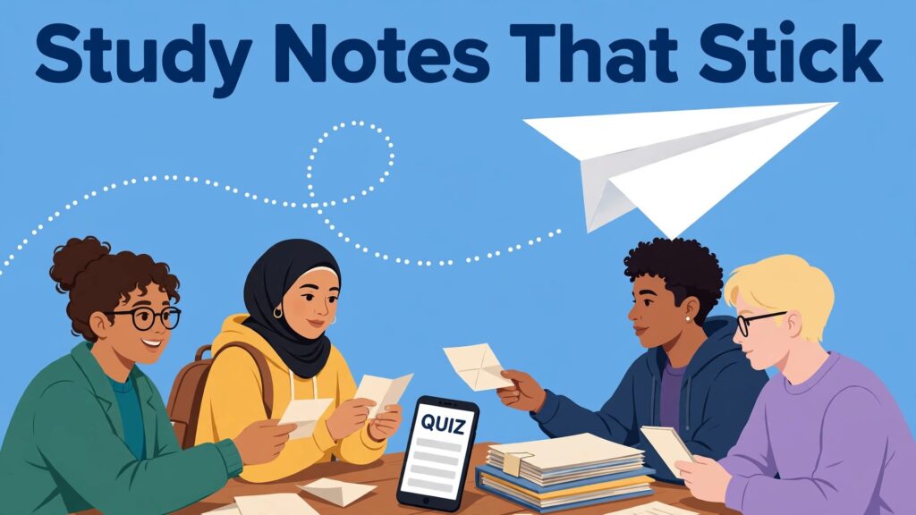 Use Telegram for study group notes thumbnail with students sharing notes under a paper plane