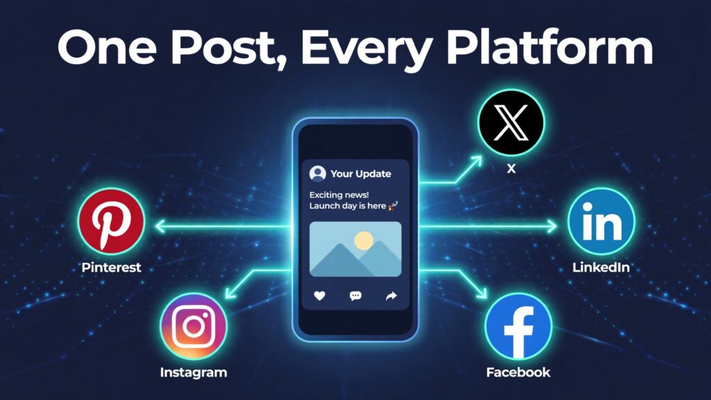 Use Zapier for social media crossposting thumbnail with a phone sending one post to every platform