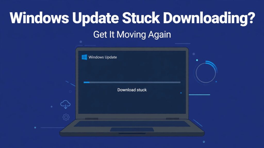 Fix Windows update stuck downloading thumbnail with a laptop frozen on a low Windows Update download bar