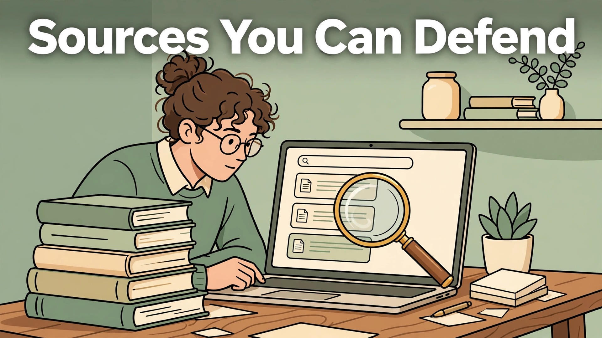 Use Perplexity for academic literature search thumbnail with a researcher checking academic sources on a laptop titled Sources You Can Defend
