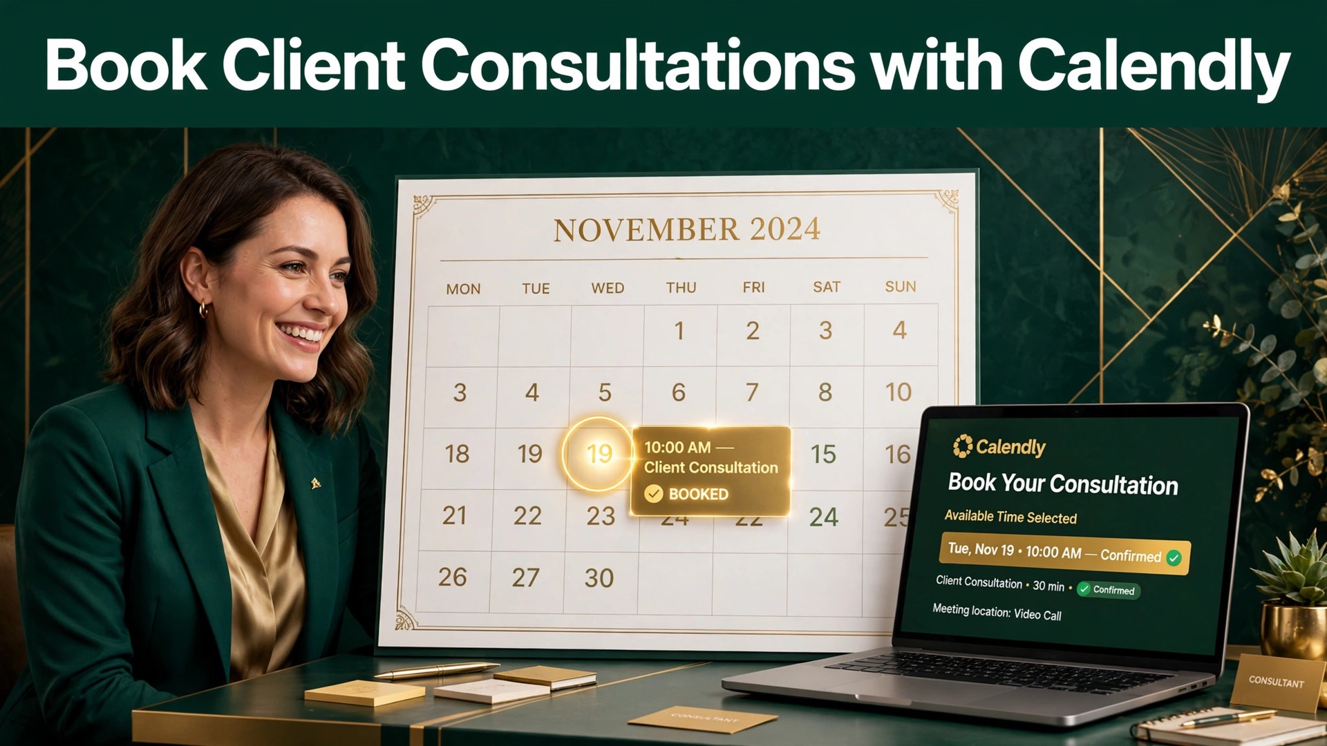 use Calendly for client consultation booking thumbnail showing a consultation booking page with a calendar