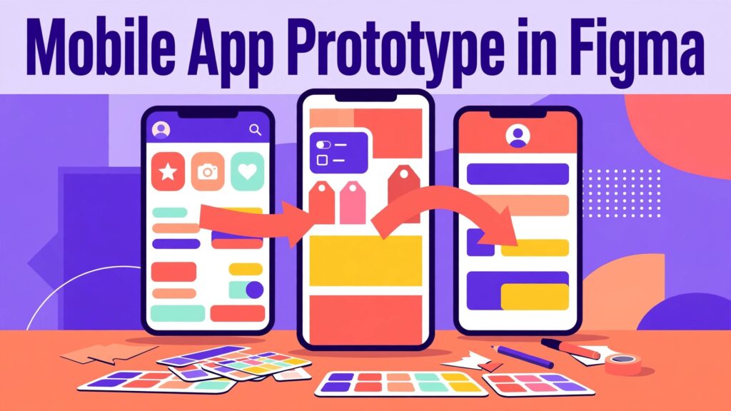 use Figma for mobile app prototype thumbnail showing phone screens linked by flow arrows