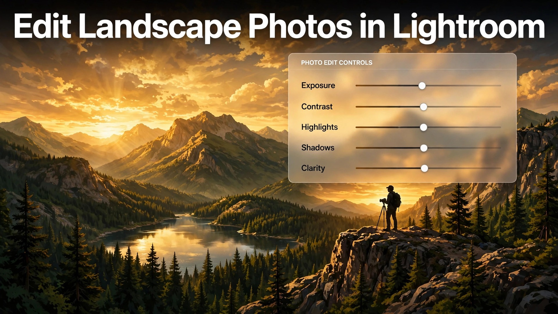 use Lightroom for landscape photo editing thumbnail showing a golden-hour landscape with an edit slider panel