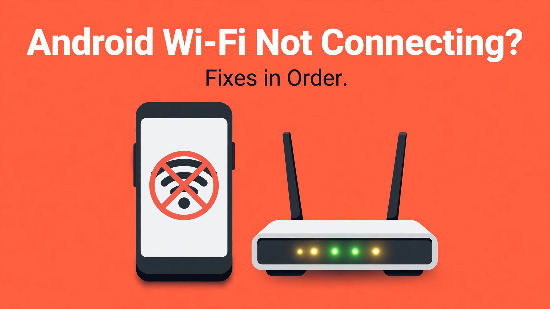 fix Android Wi-Fi not connecting thumbnail showing a phone with a crossed-out Wi-Fi symbol beside a router