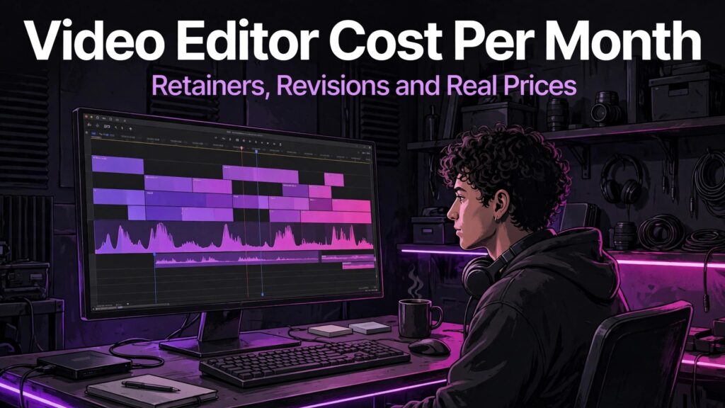 cost of hiring a freelance video editor monthly, video editor cost per month, retainers, revisions and real prices