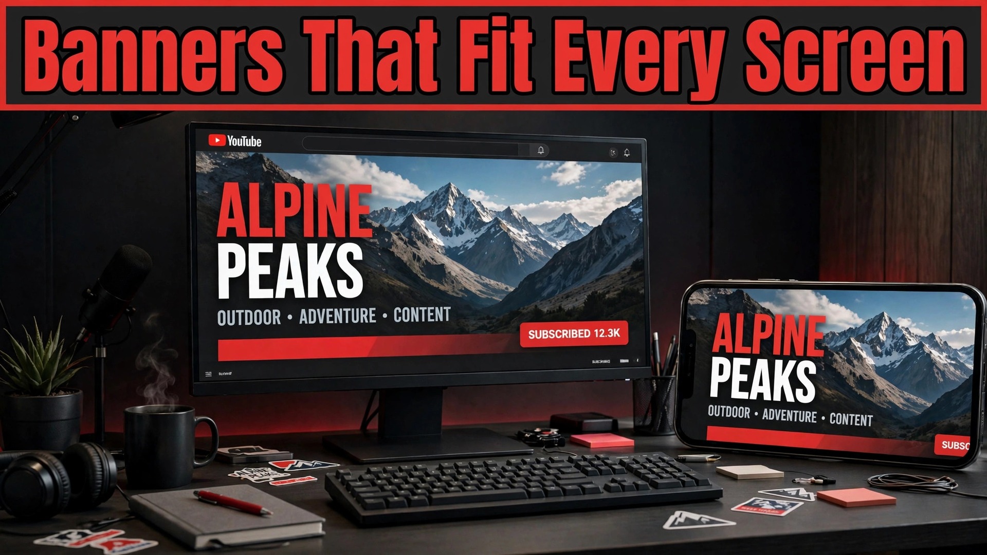 best YouTube banner makers thumbnail showing comparison visual of banner tools