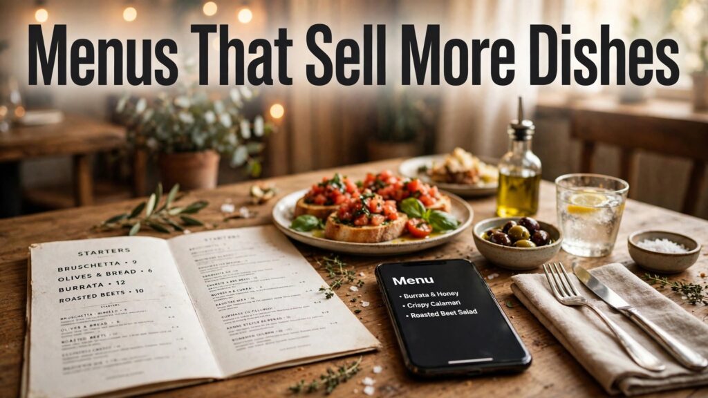 best restaurant menu makers thumbnail showing comparison visual of print and digital menus