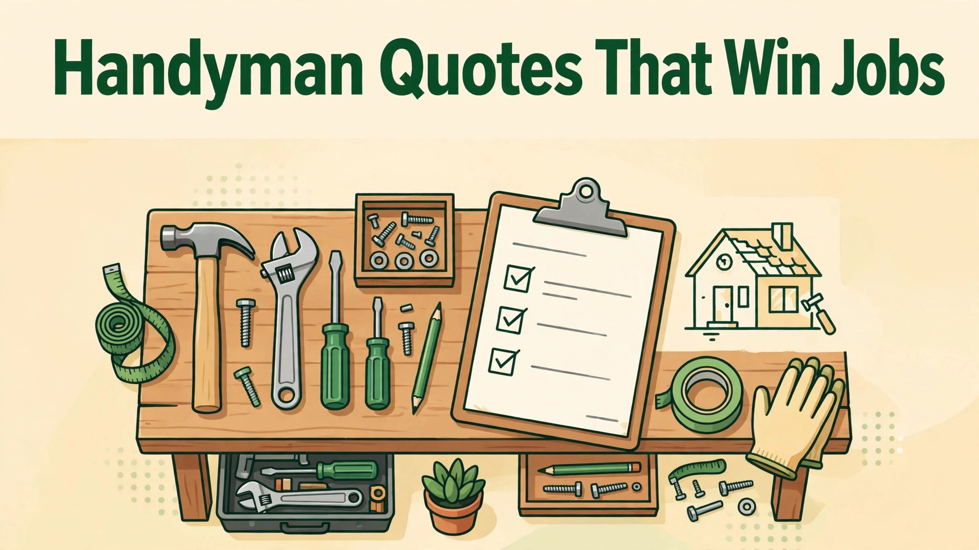 use AI for handyman business job quoting thumbnail showing handyman quotes that win jobs and bold title text Handyman Quotes That Win Jobs