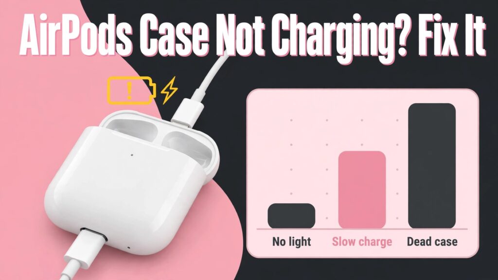 fix AirPods case not charging thumbnail showing a chart of AirPods case charging symptoms by cause